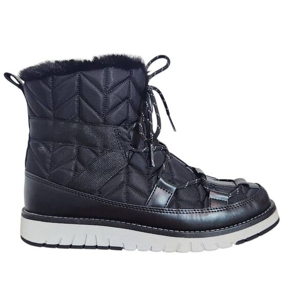 Tommy Hilfiger Black Lace-Up Winter Boots with Faux Fur Lining Size 7 - Picture 1 of 12
